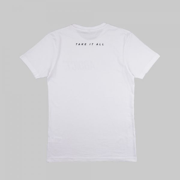 Unisex White T shirt with Printed Brand Name Logo | FullAddict