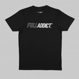 Unisex Black T shirt with Printed Brand Name Logo FullAddict